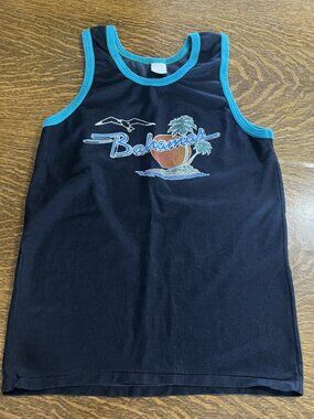 Nassau Bahamas Large Black Mens VINTAGE Tank Top VTG